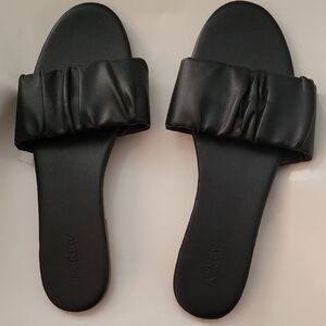 J. Crew Menorca Sandals Women's Scrunchie Strap Slide Black  Size 10